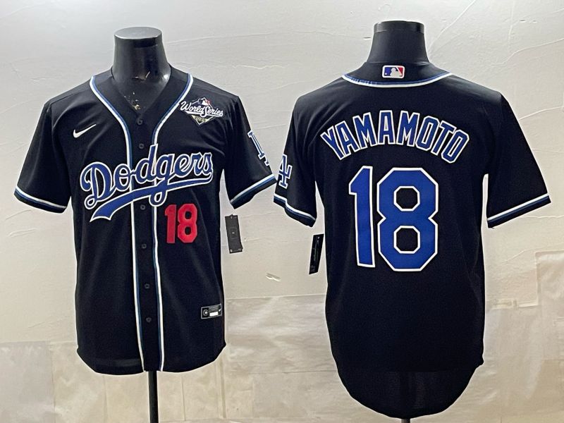 Men 2026 Nike Los Angeles Dodgers #18 Yamamoto Black Game MLB Jersey 035->->
